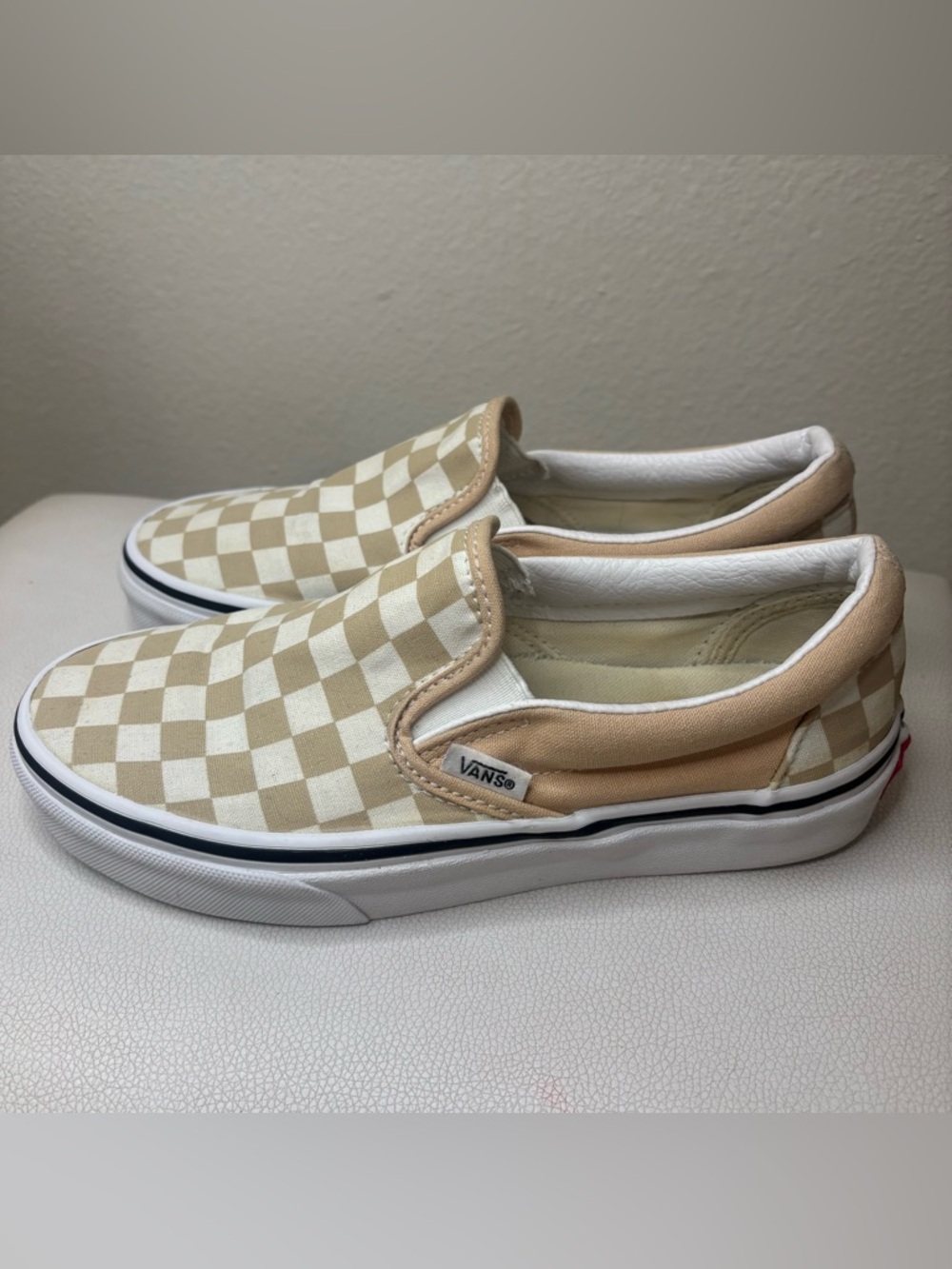 Vans Classic Slip-On Checkerboard Beige Cream Sneakers [SIZE 4.0 men 5.5 woman]